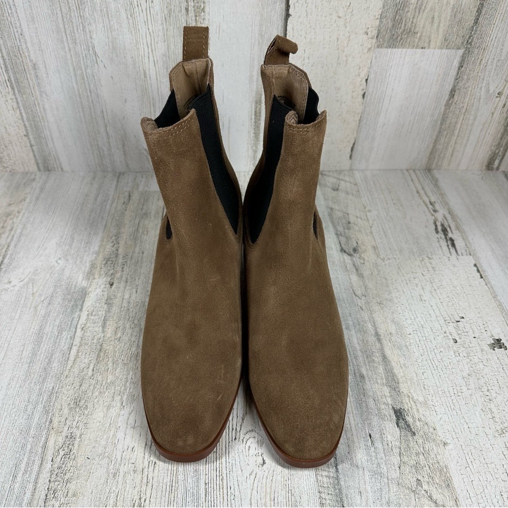 Steve Madden Ankle Boots Rhiannon Chelsea‎ Brown Suede Block Heel Minimalist - Picture 4 of 13